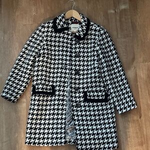 Boden Black and White Houndstooth Pea Coat US 8P